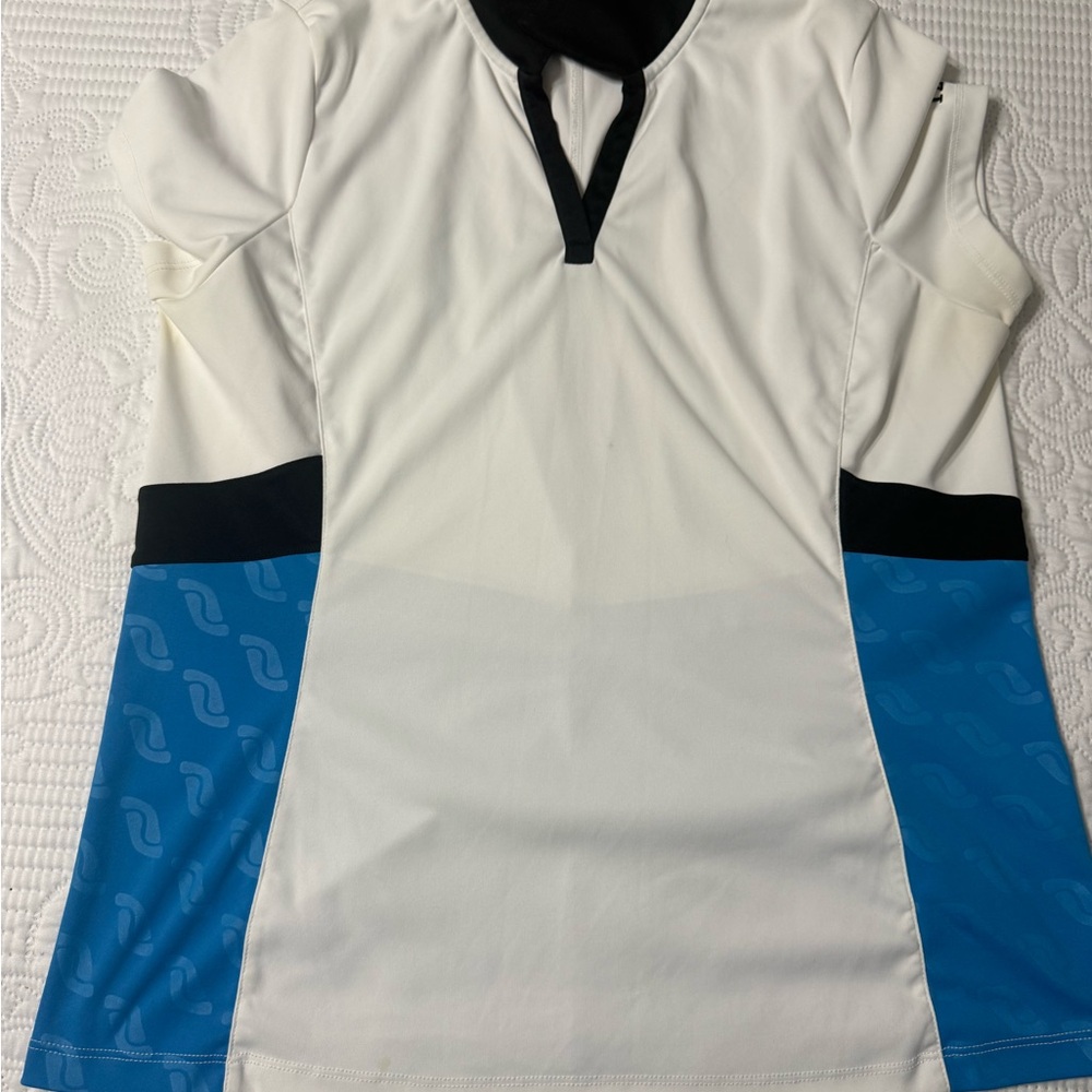 Izod White Athletic Tee with Black Trim